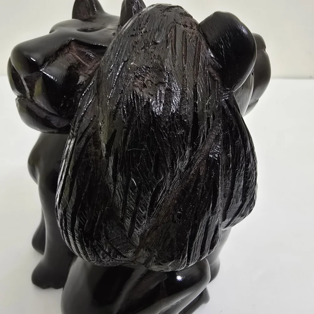 vintage hand carved Ebony Wood African Lion Lioness 5.5